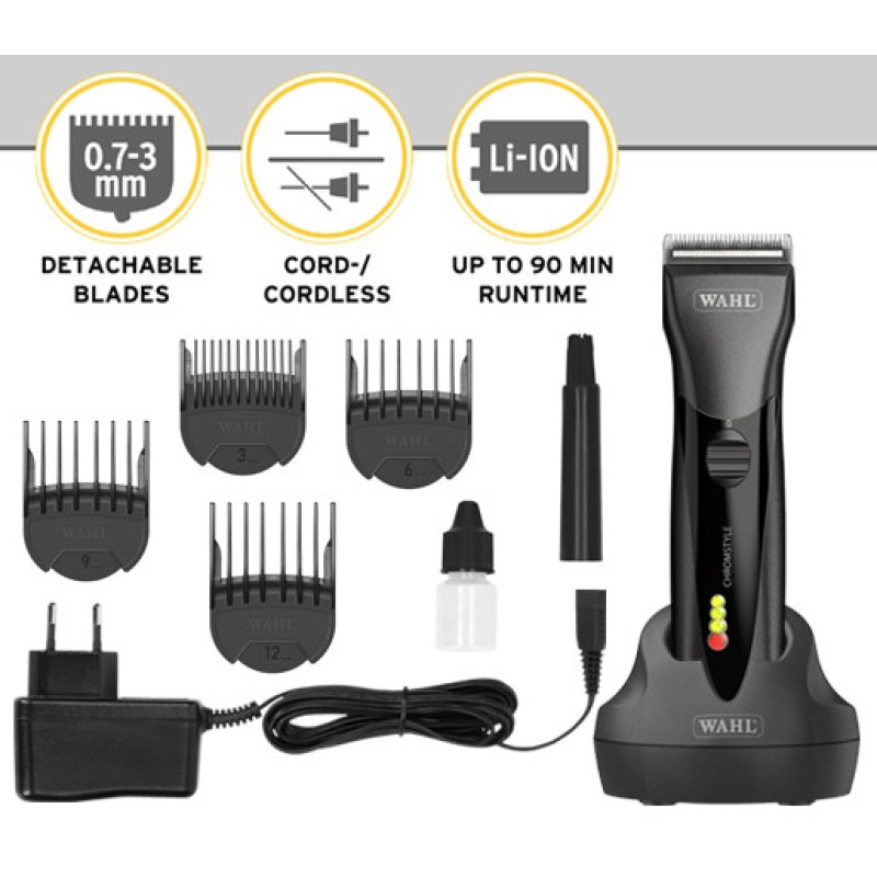 Машинка за подстригване Wahl ChromStyle Pro, кабел и акумулатор